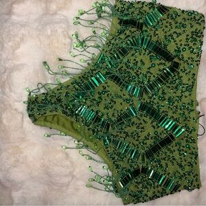 Green Beaded Crop Top